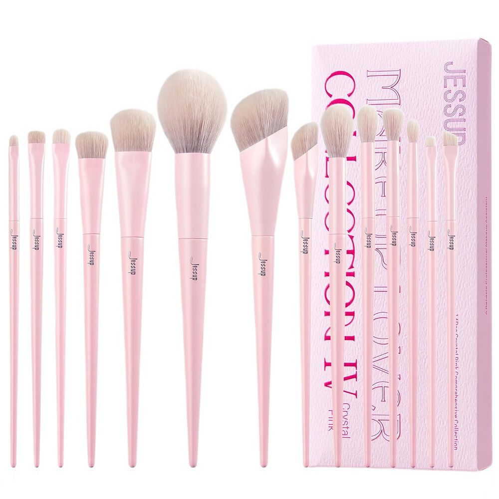 Ensemble de pinceaux de maquillage Jessup Crystal Pink