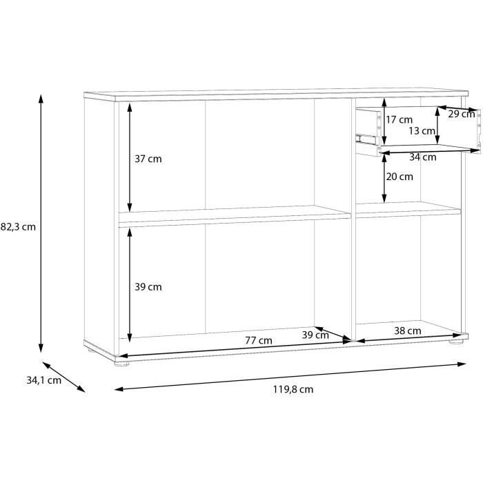 Aparador - GANYMEDE - 3 puertas - 1 cajón - Salvia - 119,8 x 34,1 x 82,3 cm