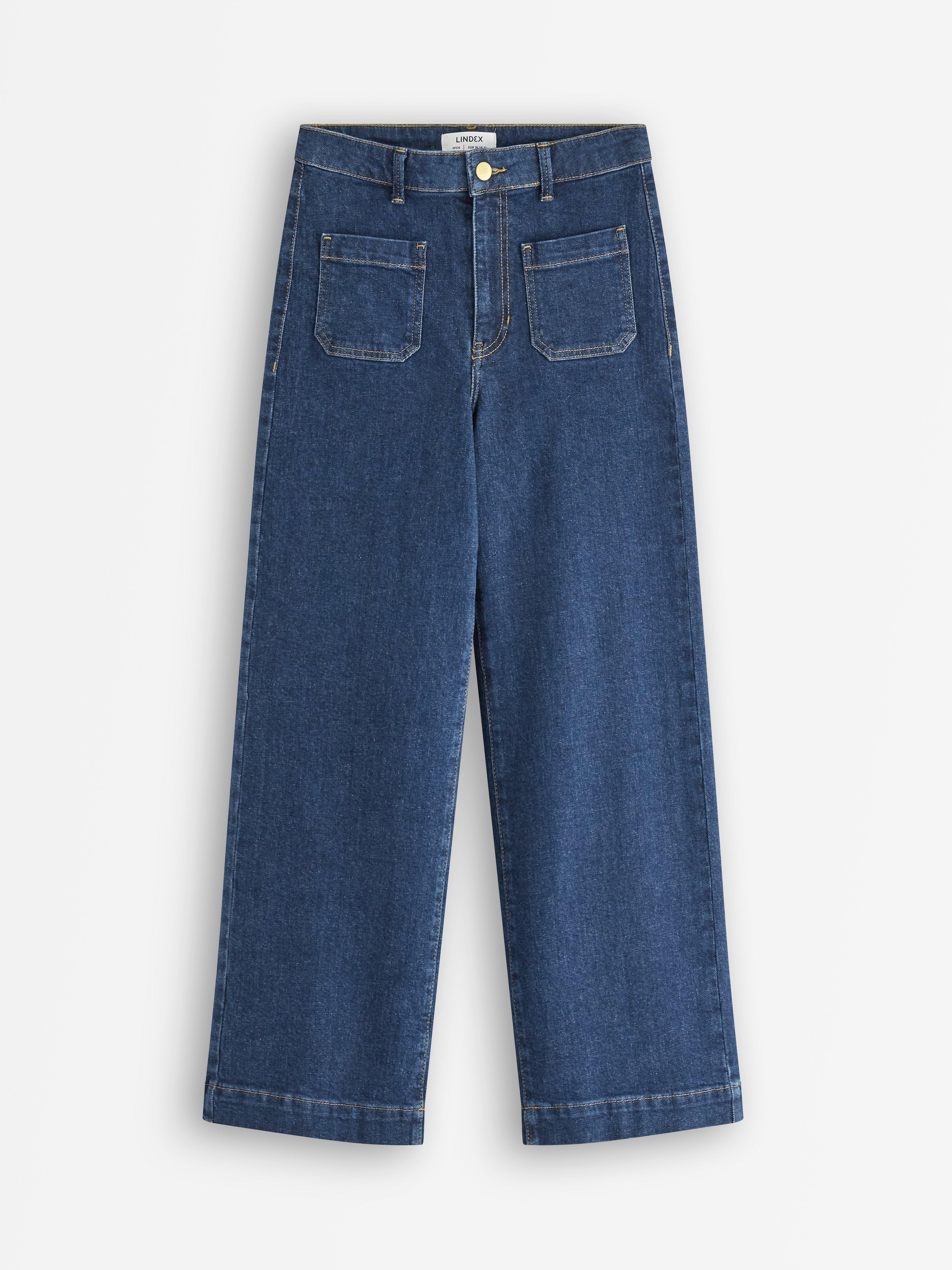 ŠIROKÉ krátké džíny Tmavý denim