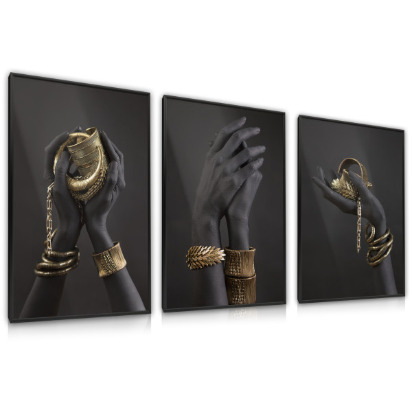 ZESTAW X3 Plakat W Ramie Dłonie Biżuteria Glamour 30x40cm