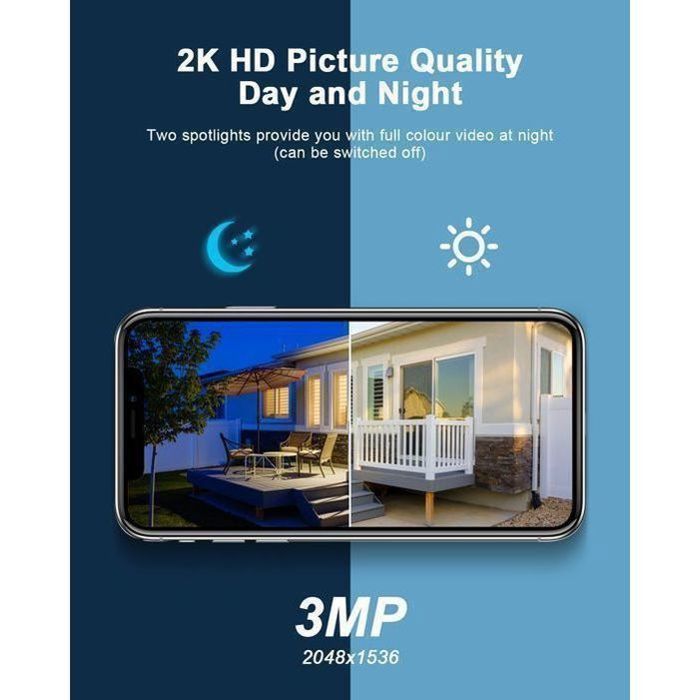 5MP Caméra Surveillance Extérieur sans Fil Solaire 3K  HD Batteries Rechargeable avec panneau solaire intégrée-ANRAN Q4 Max