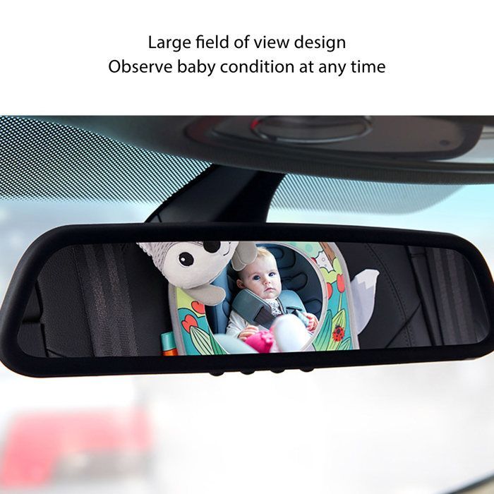 Espejo de juguete para coche de bebé Mxzzand, juguete para coche de bebé con espejo, accesorio que mejora el tiempo de juego, zorro gris