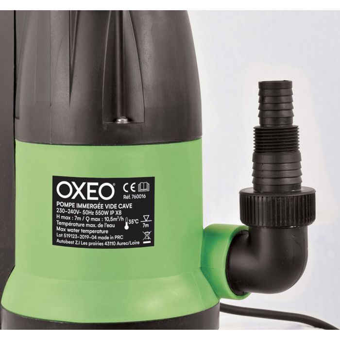 Bomba sumergible con interruptor de flotador integrado - Bomba para la eliminación de aguas sucias - 550 W - Altura de impulsión de 7 m - Bomba de agua sumergible automática
