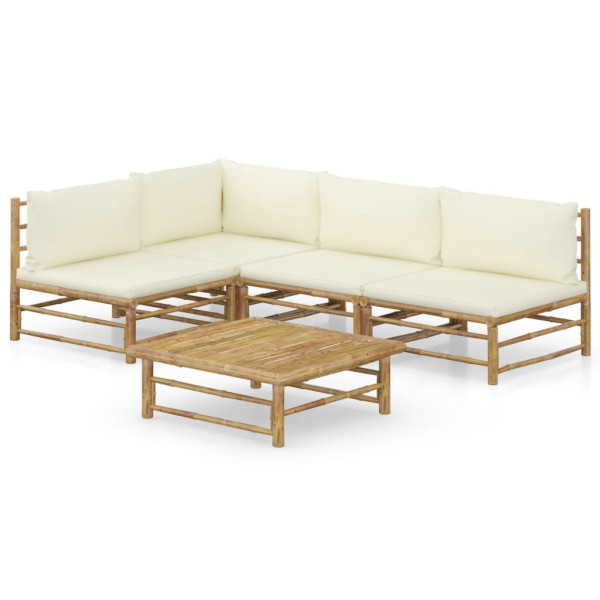 Zestaw wypoczynkowy do ogrodu Biały Bambus narożna   3x sofa środkowa