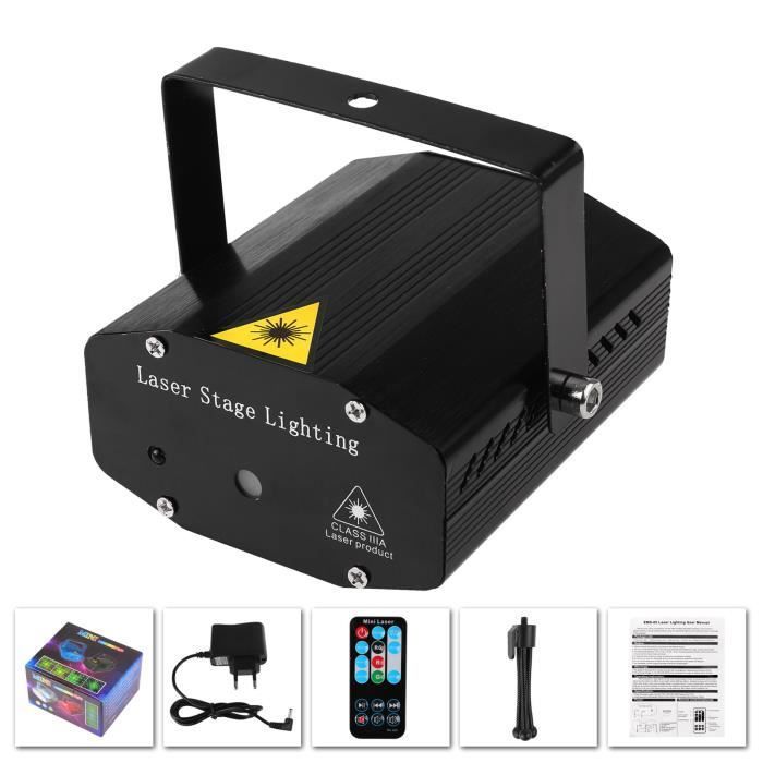 Projecteur Laser Mini - ONEVER - 100mw - Rouge et Vert - Télécommande - Effets Automatiques