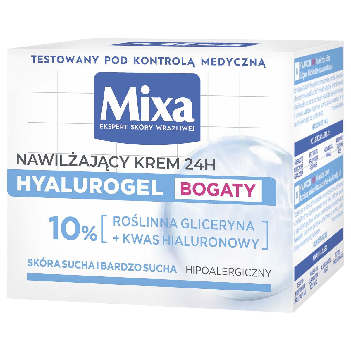 Mixa intensief hydraterende gezichtscrème voor de gevoelige, droge en zeer droge huid 50 ml Hyalurogel