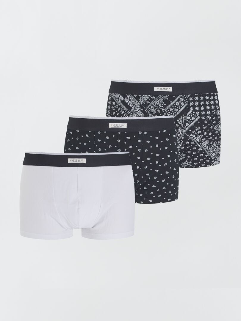 Conjunto de 3 cuecas boxer de algodão - PRETAS
