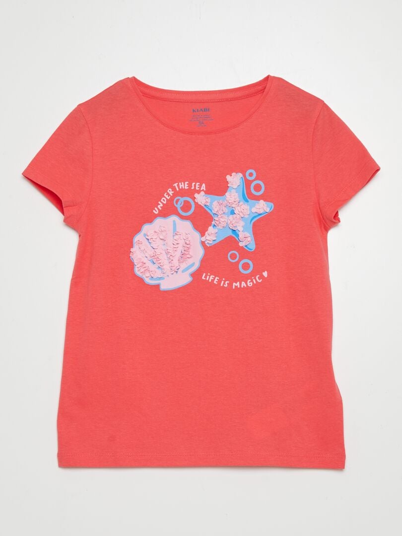 Camiseta de algodón de cuello redondo - ROSA