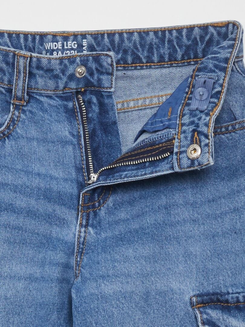 Spijkerbroek met wijde pijpen en zakken - BLAUW