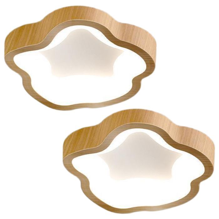 WOTTES  Plafonnier LED Moderne Naturel - 14W Blanc froide Luminaire Fleur Lampe de Plafond pour Couloir Salle de bain, 2pcs Dia