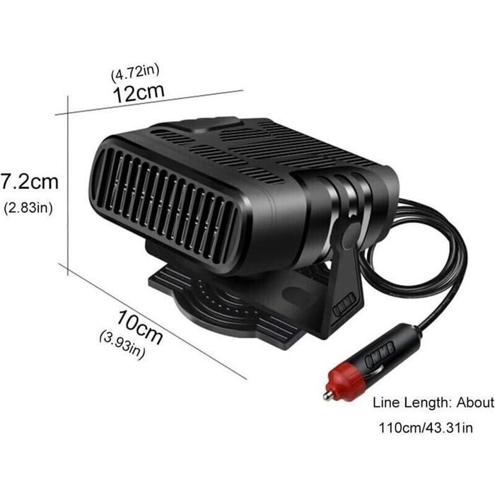 Riscaldatore portatile per auto Virex® - 12V - 120W - Riscaldamento rapido - Antiappannamento - Silenzioso - Spina accendisigari