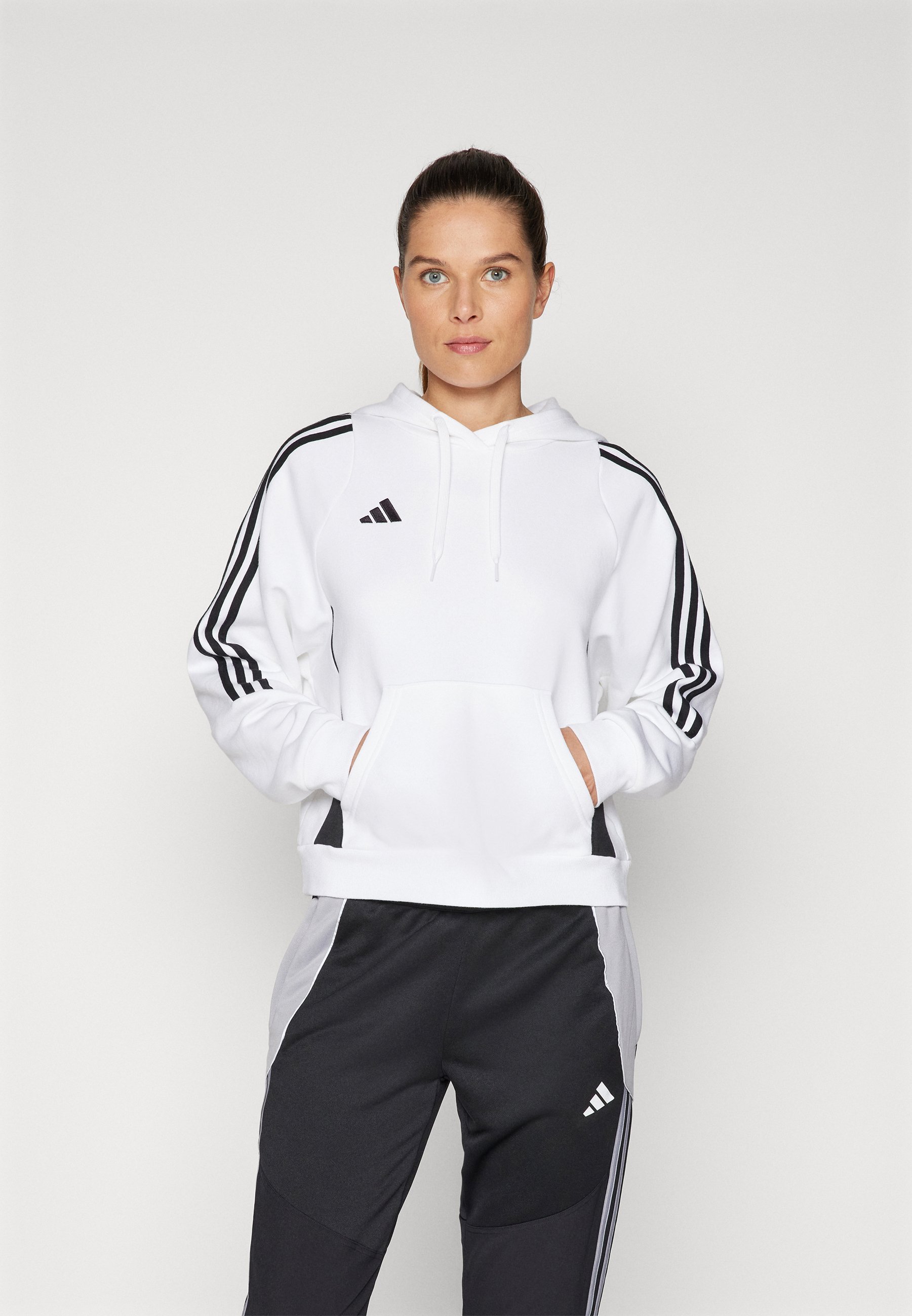 Felpa con cappuccio adidas Performance TIRO 24 - bianco/nero
