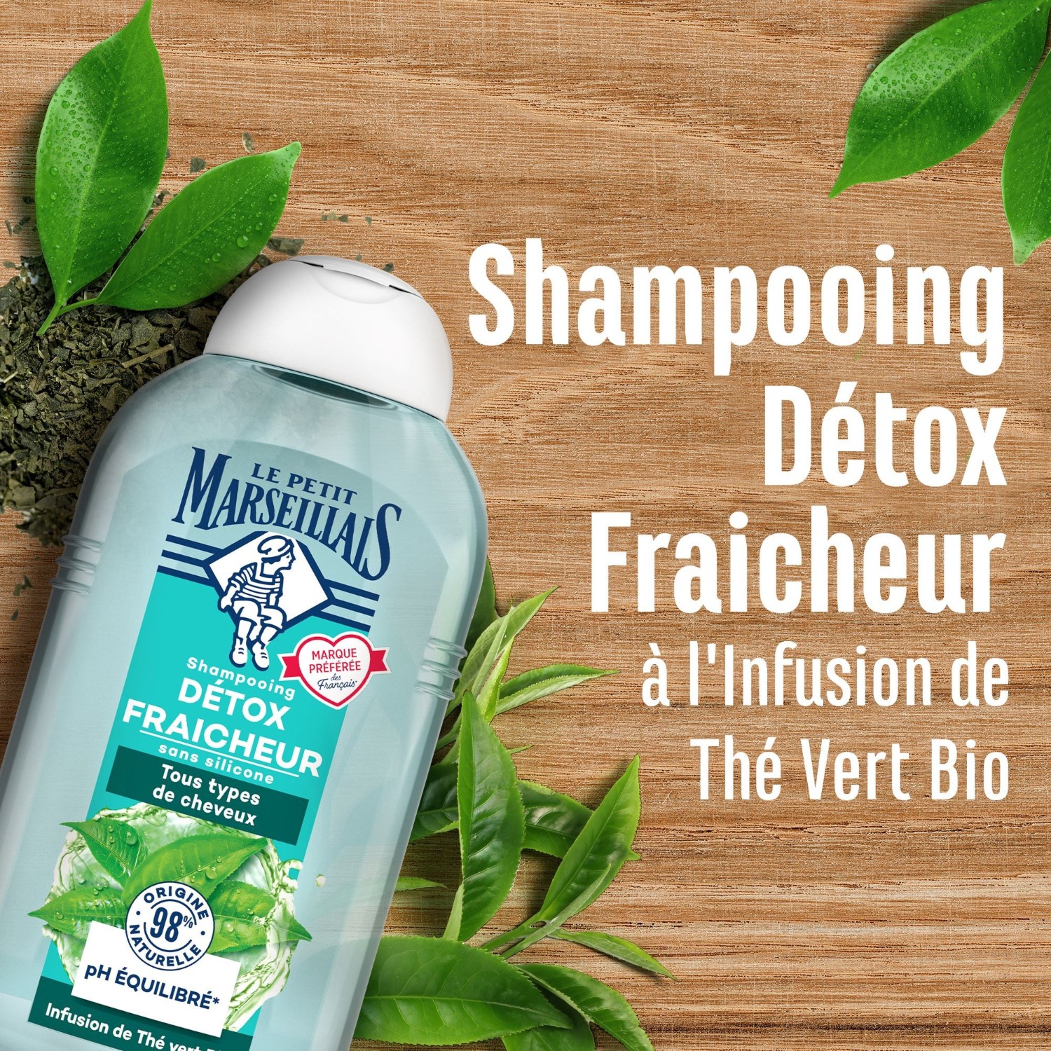Le Petit Marseillais Shampooing infusion DÃ©tox thym et thÃ©vert Bio - Le flacon de