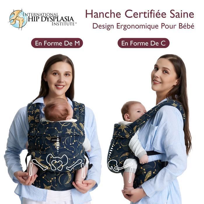 Momcozy-kantoreppu, ergonominen kantoreppu, sopii vauvoille 3,2–20 kg, tähtitaivas