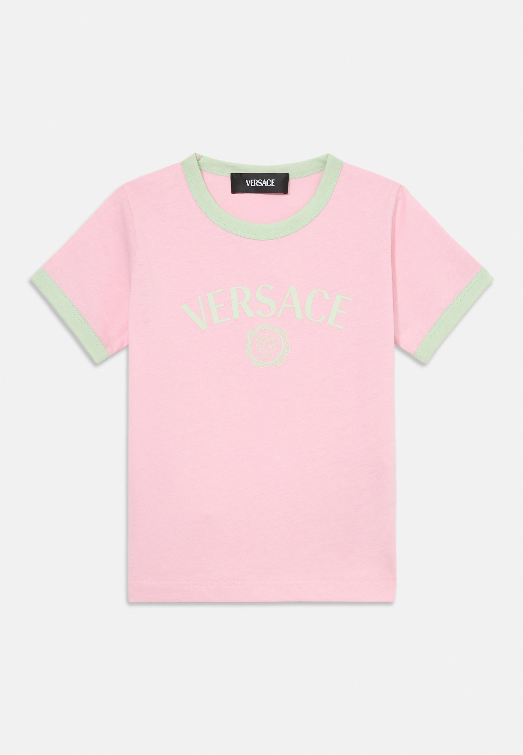 T-shirt unisex Versace con logo Medusa - rosa pastello/menta pastello
