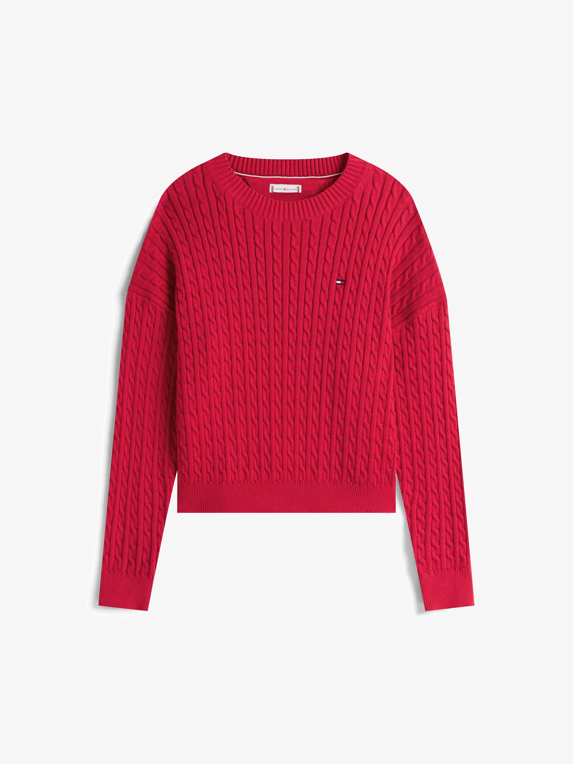 Tommy Hilfiger kabeltrui - trui - robijnrood