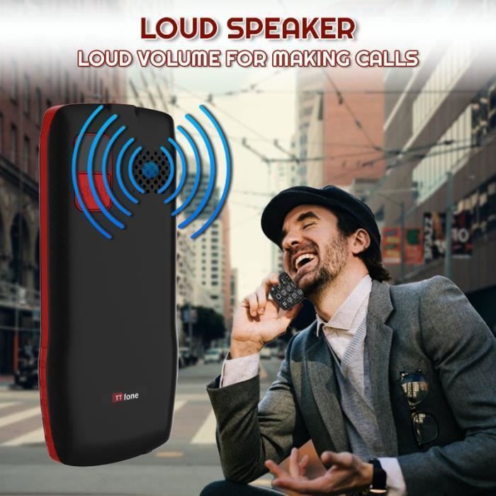 Téléphone portable TTfone TT880 avec gros boutons et bouton d'assistance SOS, Noir (avec câble USB)
