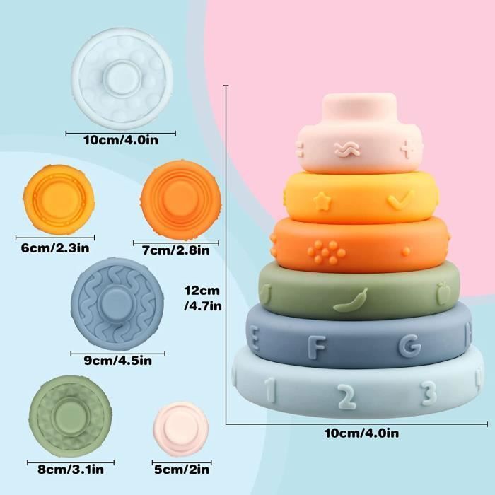 Juguete - MARSEE - Cubo de actividades - Desarrollo sensorial - Multicolor - 6 círculos apilables