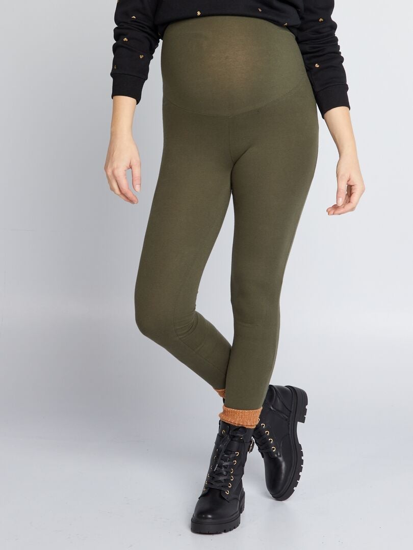 Długie legginsy ciążowe z gładkiego dżerseju – khaki