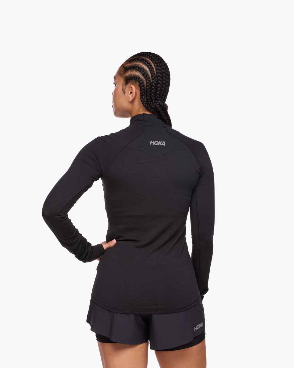 HOKA Manga larga BaseZip negra