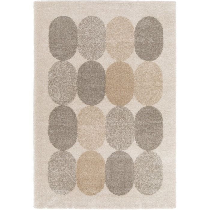 Tappeto morbido, design geometrico moderno, beige multicolore, 160x230