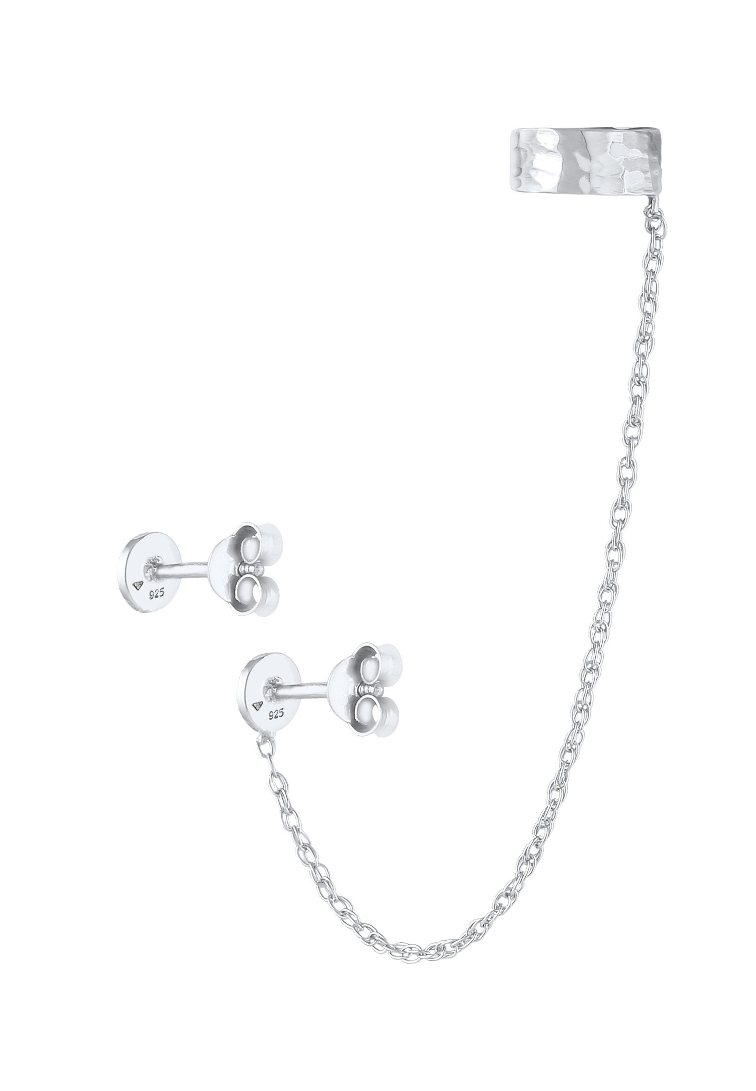 Elli Bouchon d'oreille pour dames Structure organique ronde en argent sterling 925