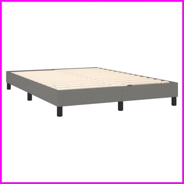 Base de cama de muelles KEENSO - 140x190 cm - Gris oscuro - Requiere montaje - Tejido resistente