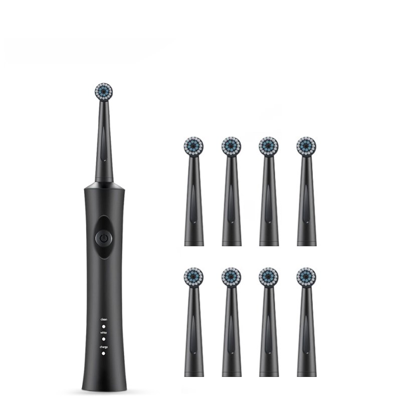 Brosse à dents électrique rotative pour adultes avec minuteur intelligent, poils souples, rechargeable par induction, 8 têtes de rechange.