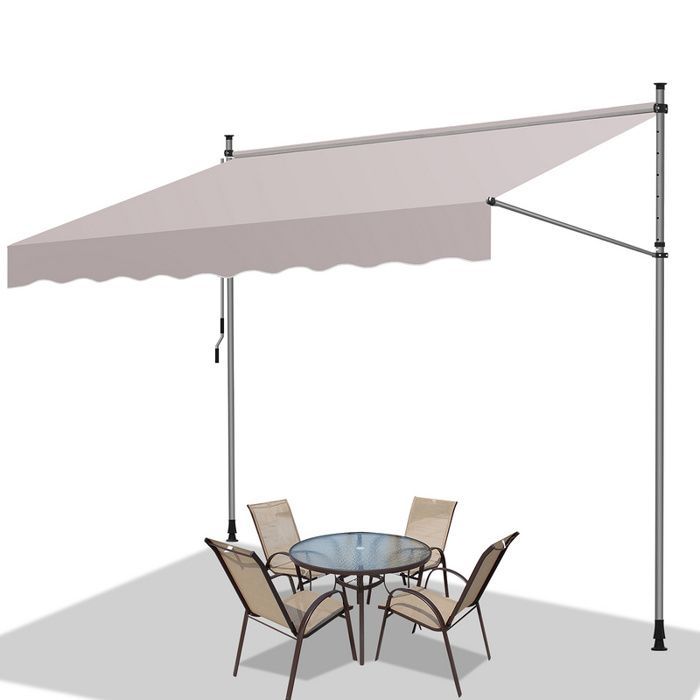 Toldo manual para balcón Bettizia, altura regulable, toldo para terraza, 200 cm, beige.