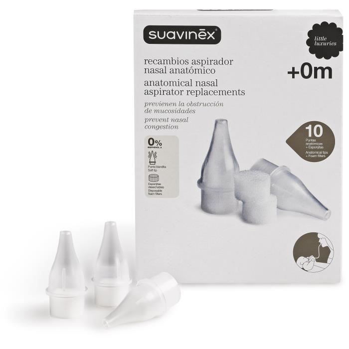Suavinex Baby Nasal Aspirator Replacement Tips, Ergonomic, 10 Units