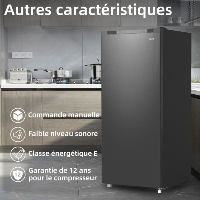 CHiQ congélateur armoire FSD160D4E avec une capacité de 145L, thermostat réglable, Silence, porte réversible, E