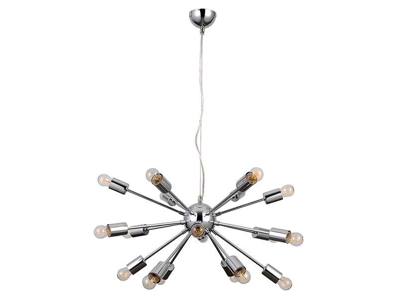 Lampa wisząca Theo 18-punktowa stalowa srebrna