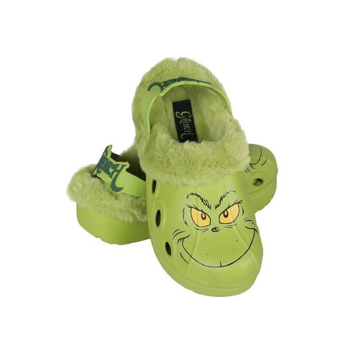 Grinch Tongs vertes ISOLÉES, sabots DE NOËL avec fourrure pour adultes, CHAUDES pour l'hiver 36 EU