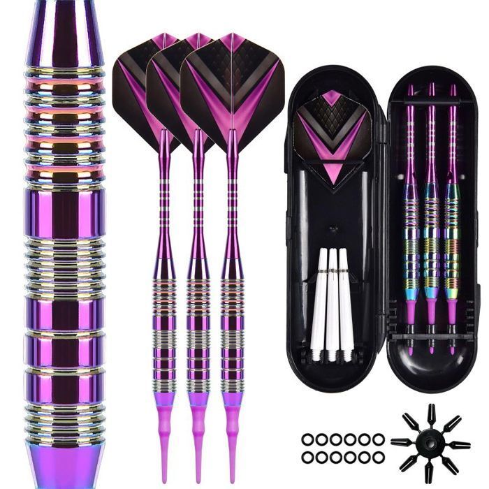 Set of 3 professional darts with plastic tips - 21g - Electronic dart accessories - With storage box