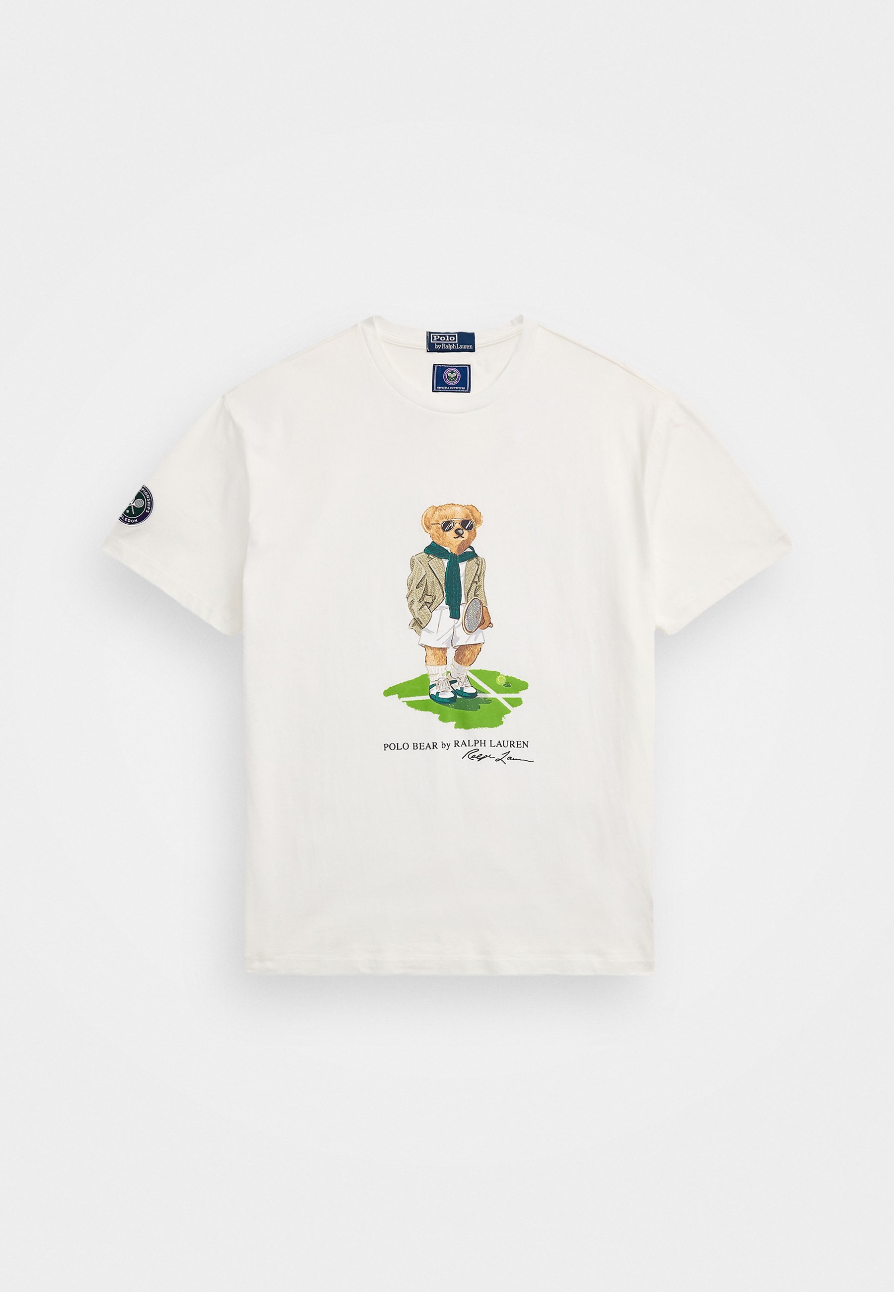Polo Ralph Lauren WIMBLEDON CLASSIC FIT POLO BEAR T-SHIRT UNISEX - T-shirt stampata - bianco ceramica
