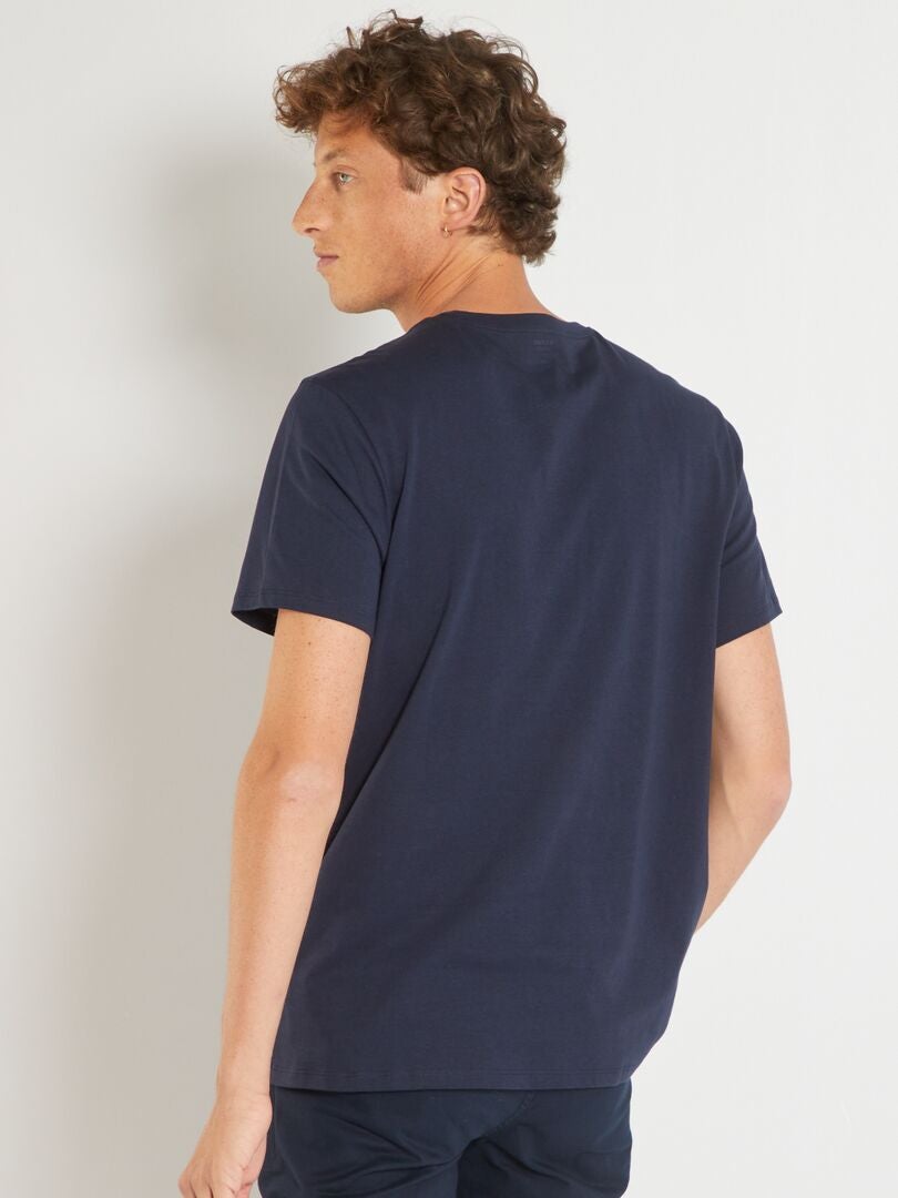 Recht model effen jersey T-shirt - donkerblauw