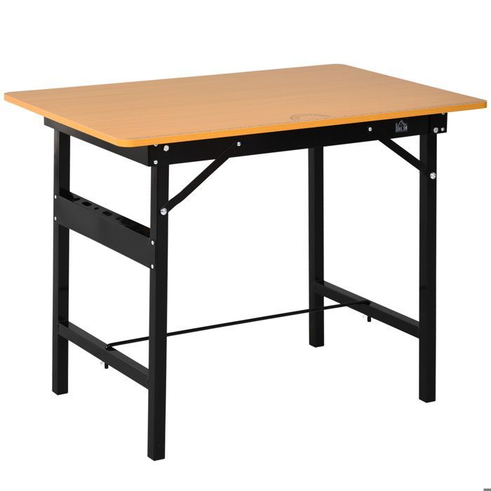 Banco de trabajo - HOMCOM - Mesa de trabajo plegable con regla y transportador, almacenamiento de herramientas - MDF - 100x60x75,5cm