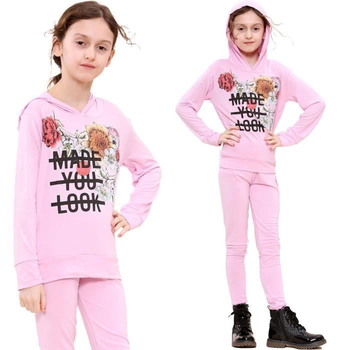 Conjunto de verano Made You Look con top rosa bebé estampado y leggings de moda para niñas de 5 a 13 años.