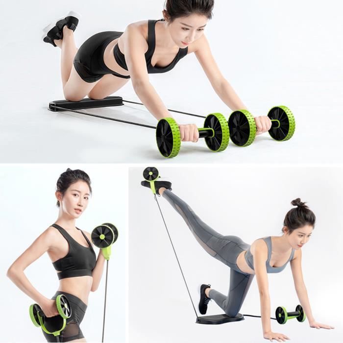 Rueda abdominal - Fitness - Multifuncional - 6 niveles de resistencia - Verde - Equipo de entrenamiento de fuerza