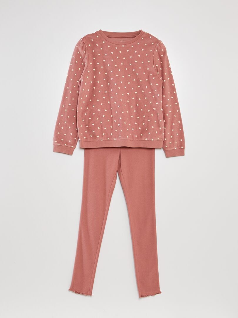 Dwuczęściowy komplet piżamowy – koszulka + legginsy – różowy
