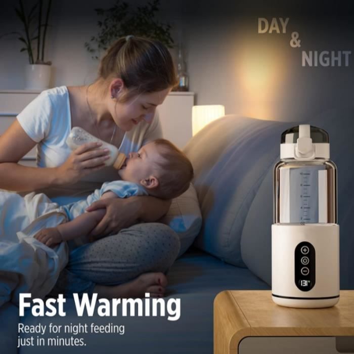 Draagbare babywaterverwarmer, flessenverwarmer met een inhoud van 300 ml, instelbare temperatuur, geschikt voor op reis, buiten en in de auto.