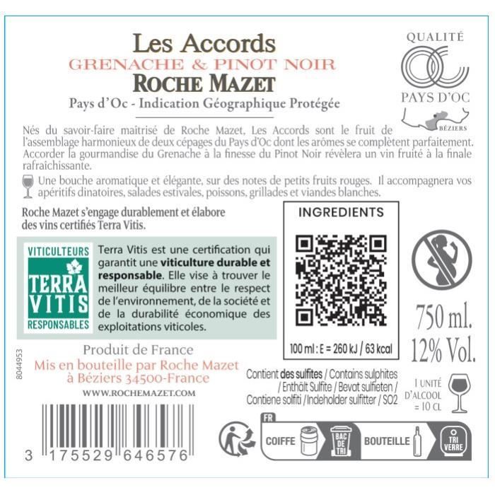 Les Accords de Roche Mazet Grenache & Pinot Noir 2024 Pays d'Oc - Vin rosé from Languedoc