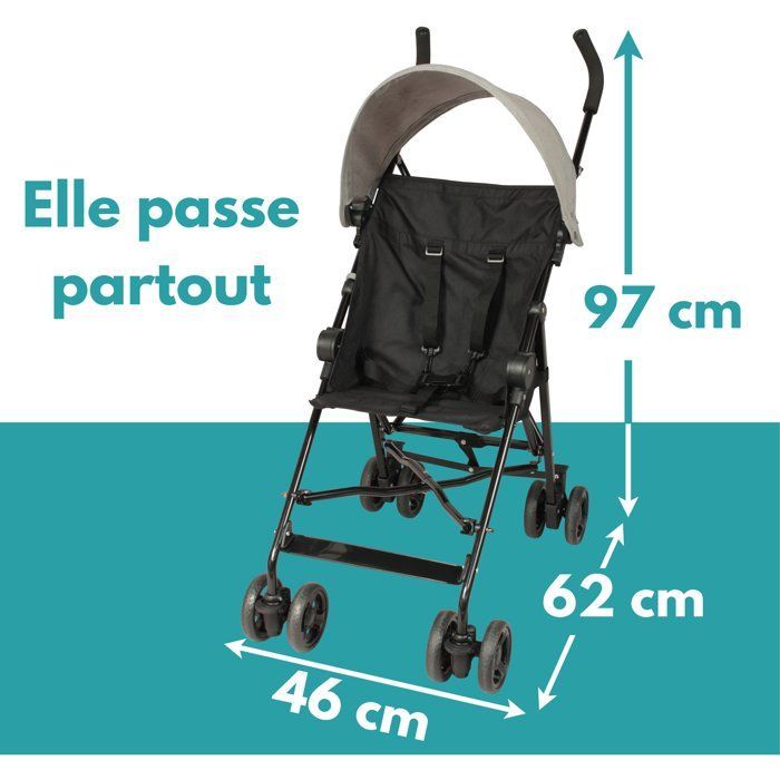 Looping Fixed Stroller with Canopy | Black Heather