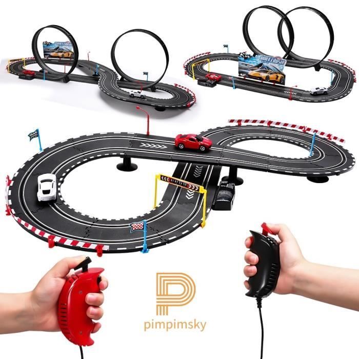 Circuit voiture electrique PIMPIMSKY Piste de course en duo Piste circulaire Grande arène Manuel et électrique deux mode