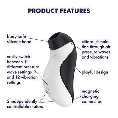 Satisfyer Orca Air Pulse -stimulaattori ja -värähtely, kaksoisklitorisvibraattori ja -stimulaattori 1 kpl 1 kpl