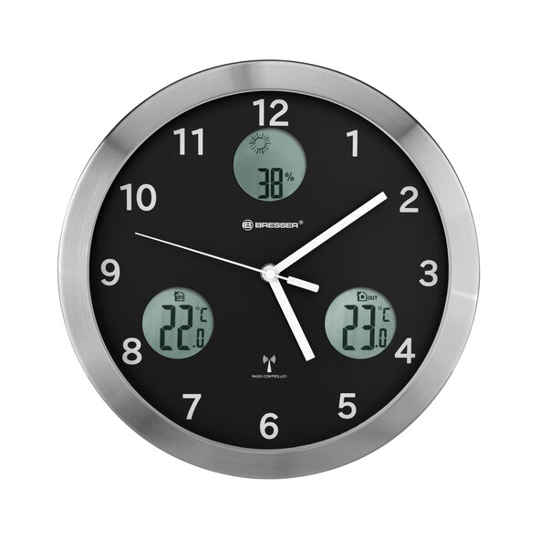 MyTime io radiostyrt veggklokke, svart