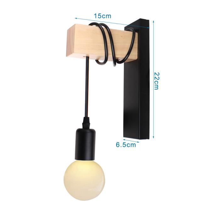 Vintage Industrial Wall Sconce in Wood and Black Metal - Zaku - E27 - Retro and Nostalgic Style