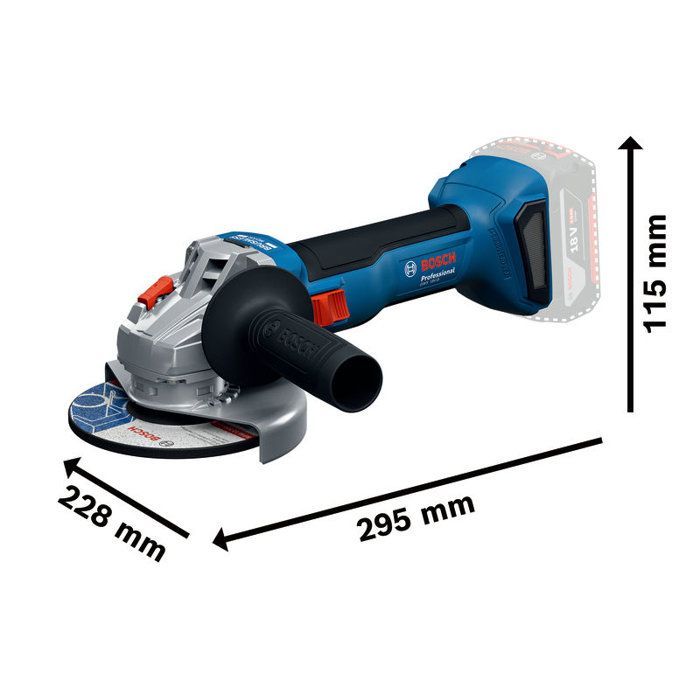 125mm Angle Grinder - GWS 18V-8 - BOSCH - with 2 x 18V 4.0Ah Batteries - Charger - L-Boxx - 06019N9002