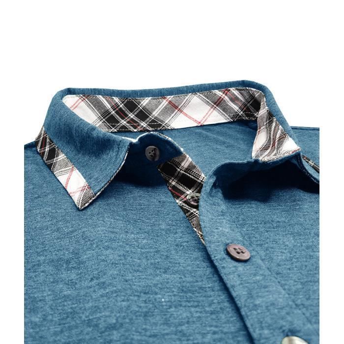 Polo para hombre INSFITY - Azul con contraste - Transpirable - Ideal para el verano