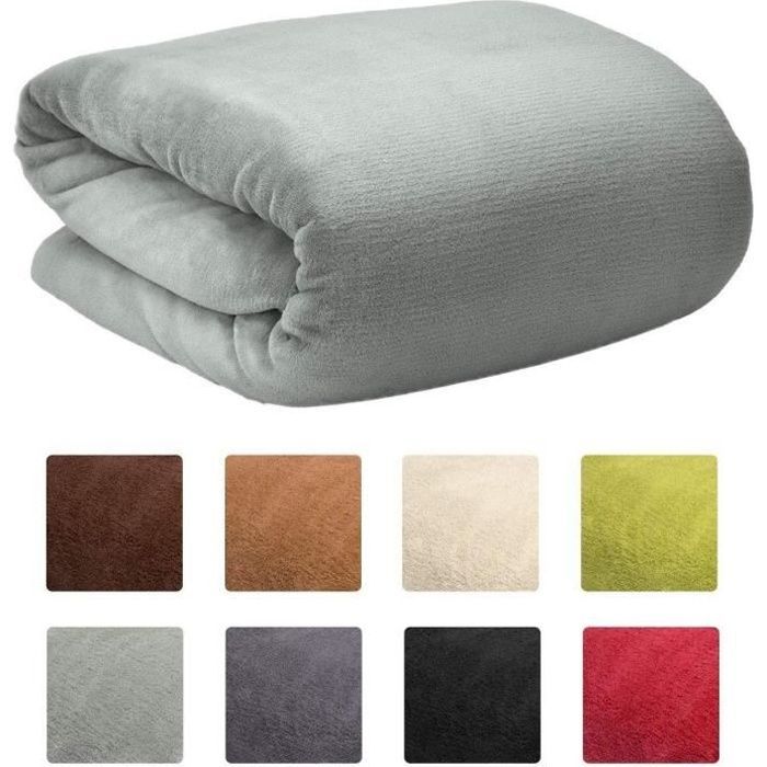 Beautissu Fleece Blanket 220x240cm Light Grey - Aurelia Bedspread - Very Soft Sofa Throw - Light Grey Fleece Blanket